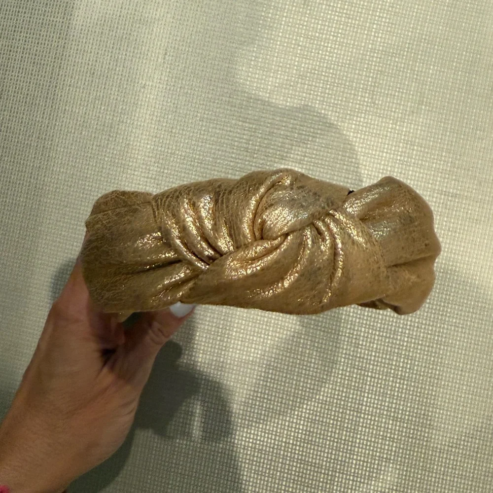 Lele Sadoughi Metallic Gold Knotted Headband